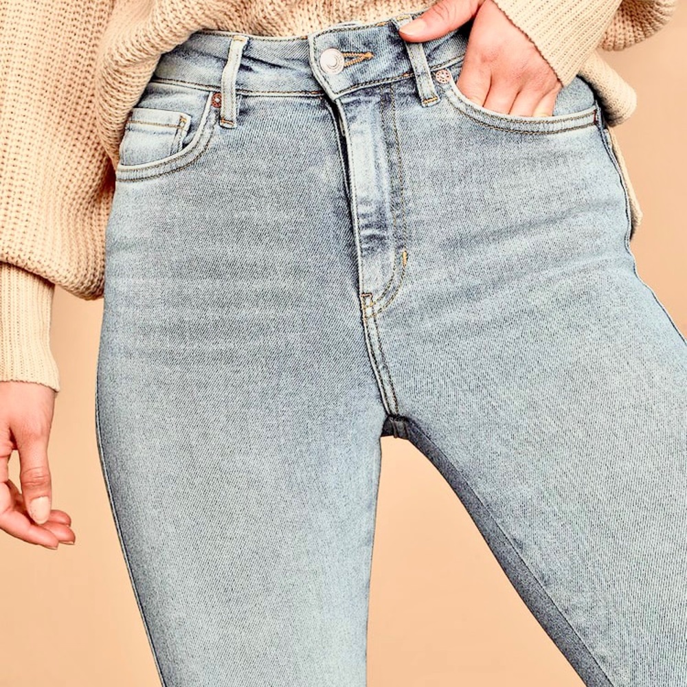 HP⭐️FREE PEOPLE Raw High-Rise Jeggings NWT 27 Acid - Picture 7 of 16